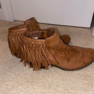 Brown Fringe Booties